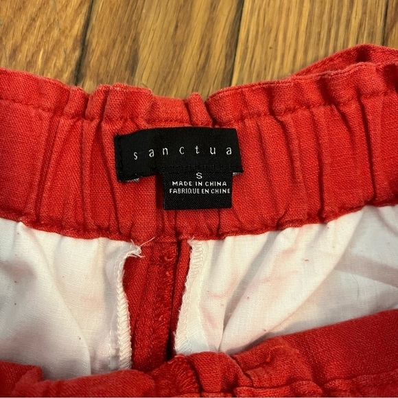 Sanctuary Daily Paperbag Tie Waist Short Red Orange - Picture 9 of 11